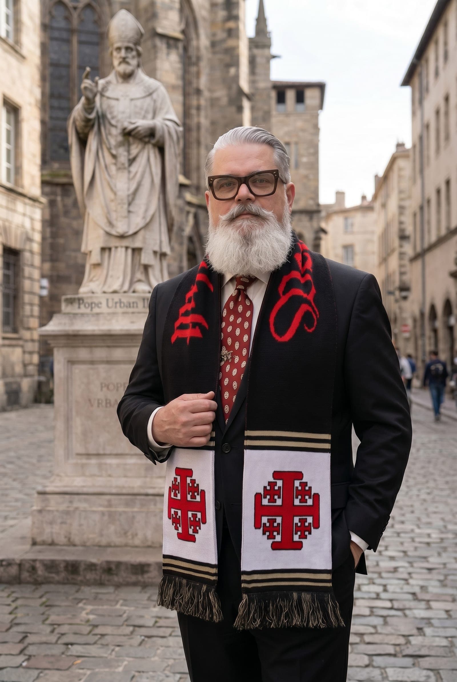 Deus Vult, Knights Templar, Crusader, Jerusalem Cross - Custom Catholic Scarf