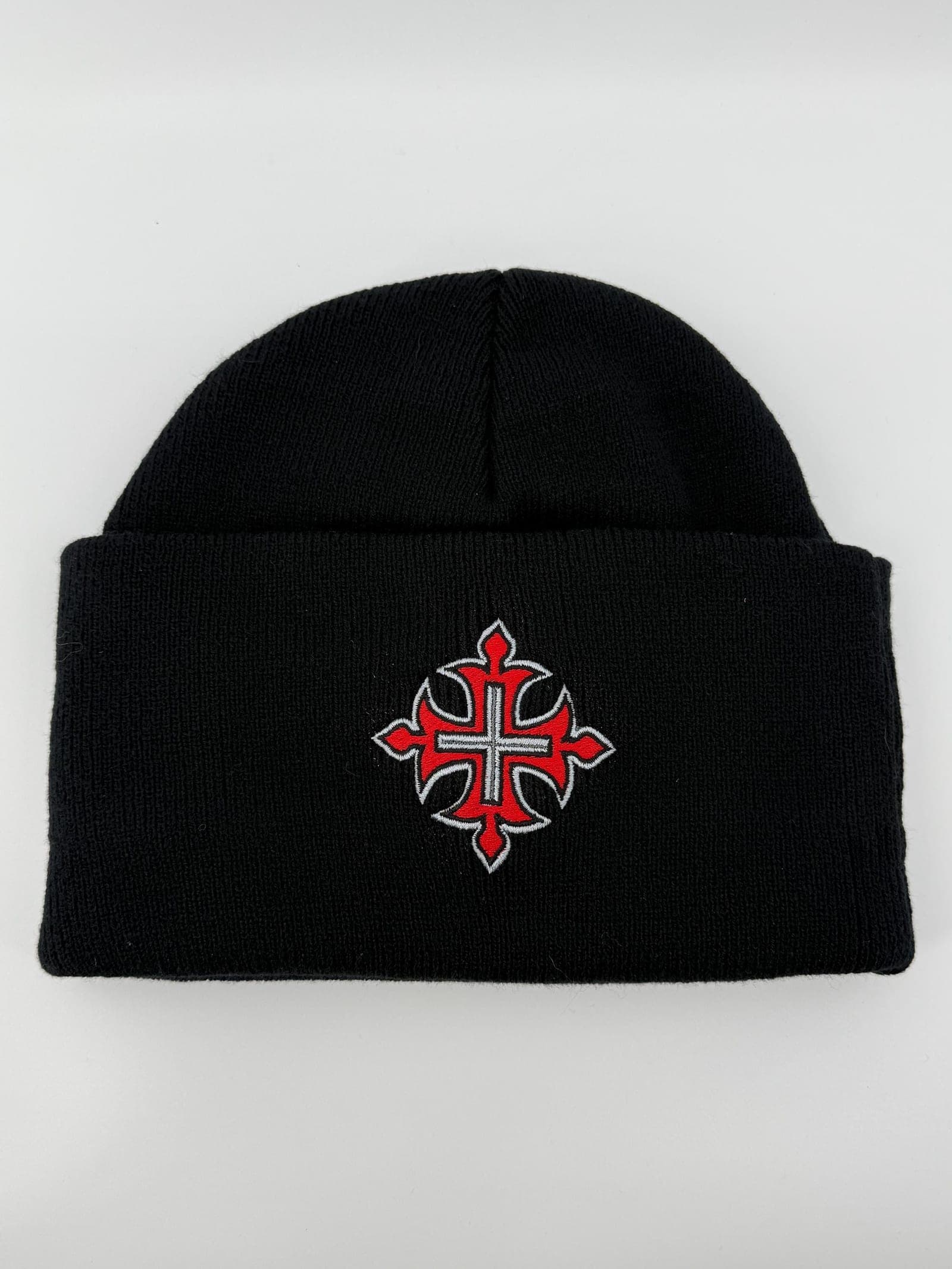 Fleury Cross Embroidered Knit Beanie