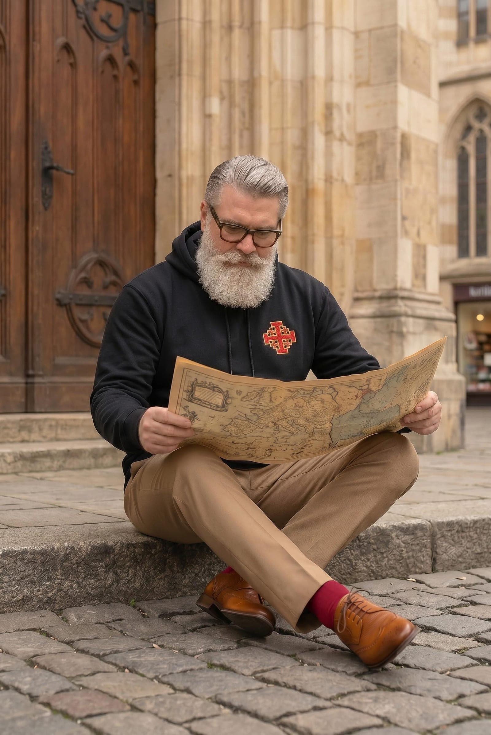 Jerusalem Cross Embroidered Hoodie
