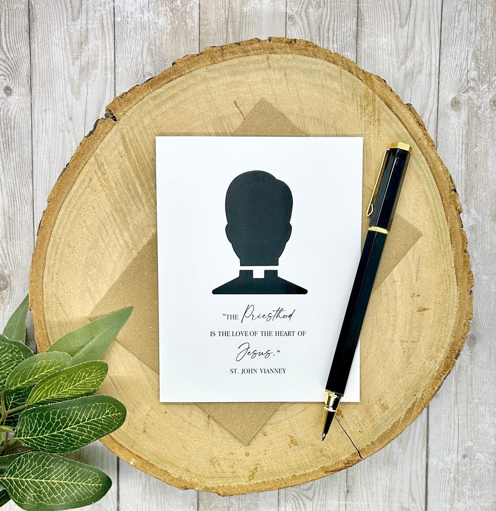 Priest Greeting Card: St. John Vianney Quote w/Silouette Die Cut