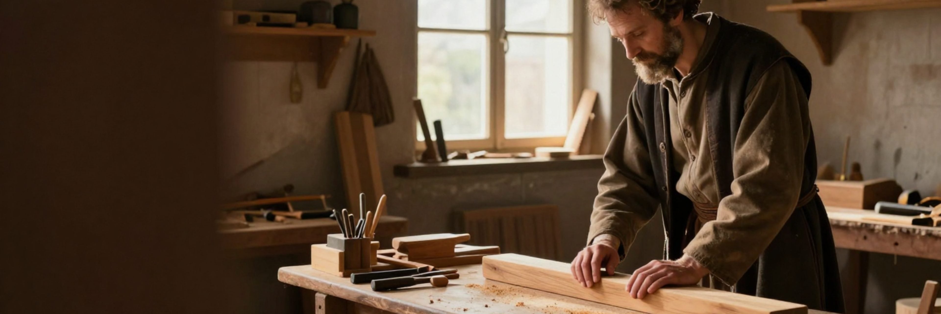A carpenter at work in his workshop