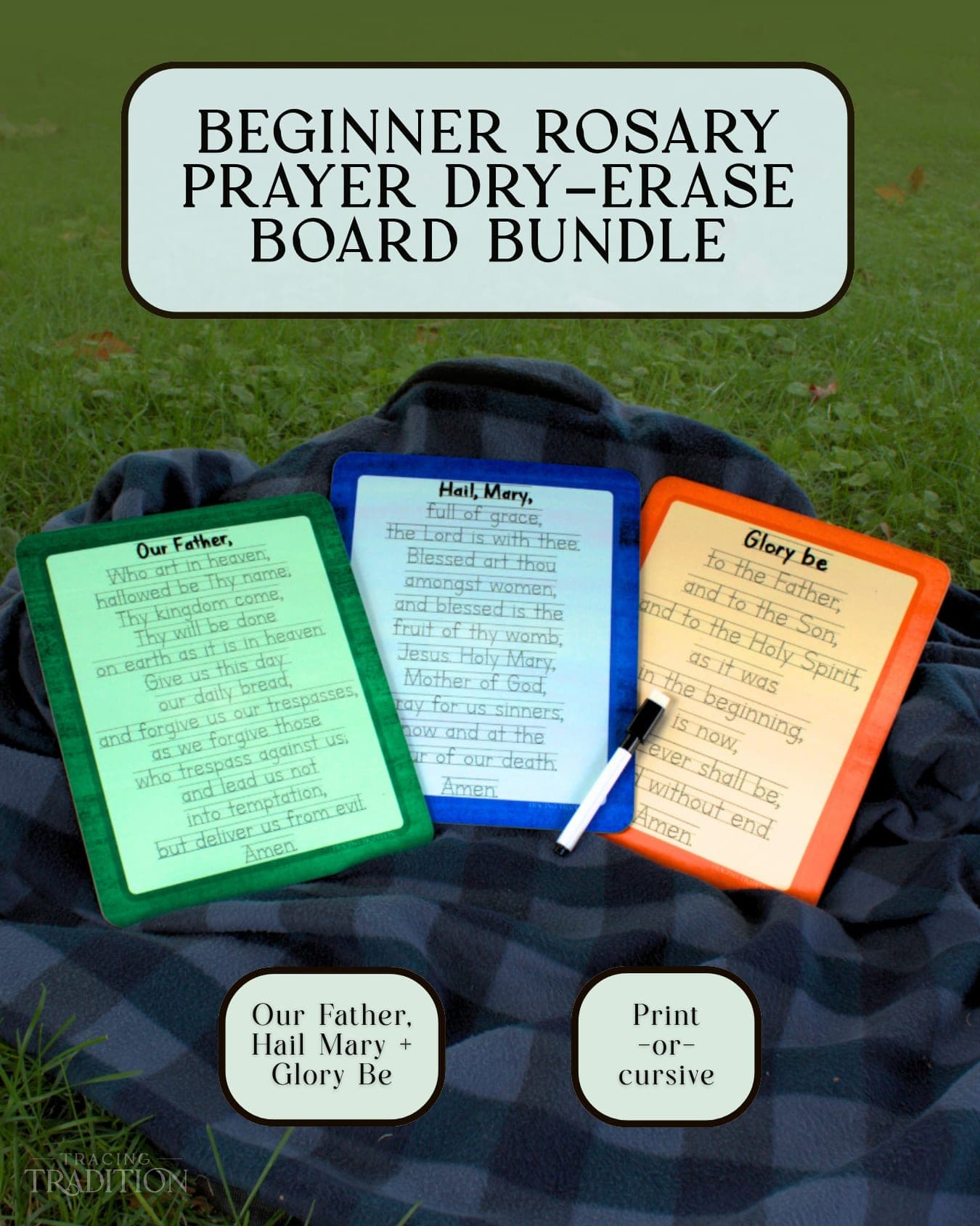 *New Design* Beginner Rosary Prayer Dry-Erase Board Bundle image