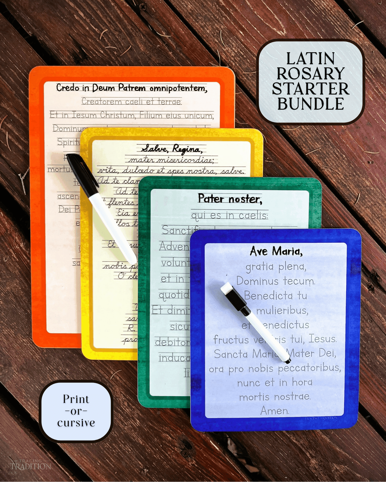 *New Design* Latin Rosary Beginner Dry-Erase Board Bundle image