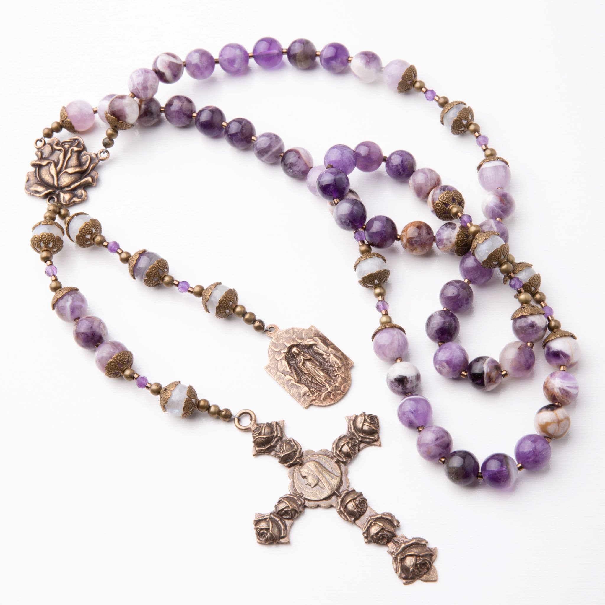 The Rosa Mystica Rosary, Designed in Cape Amethyst to Celebrate Our Lady