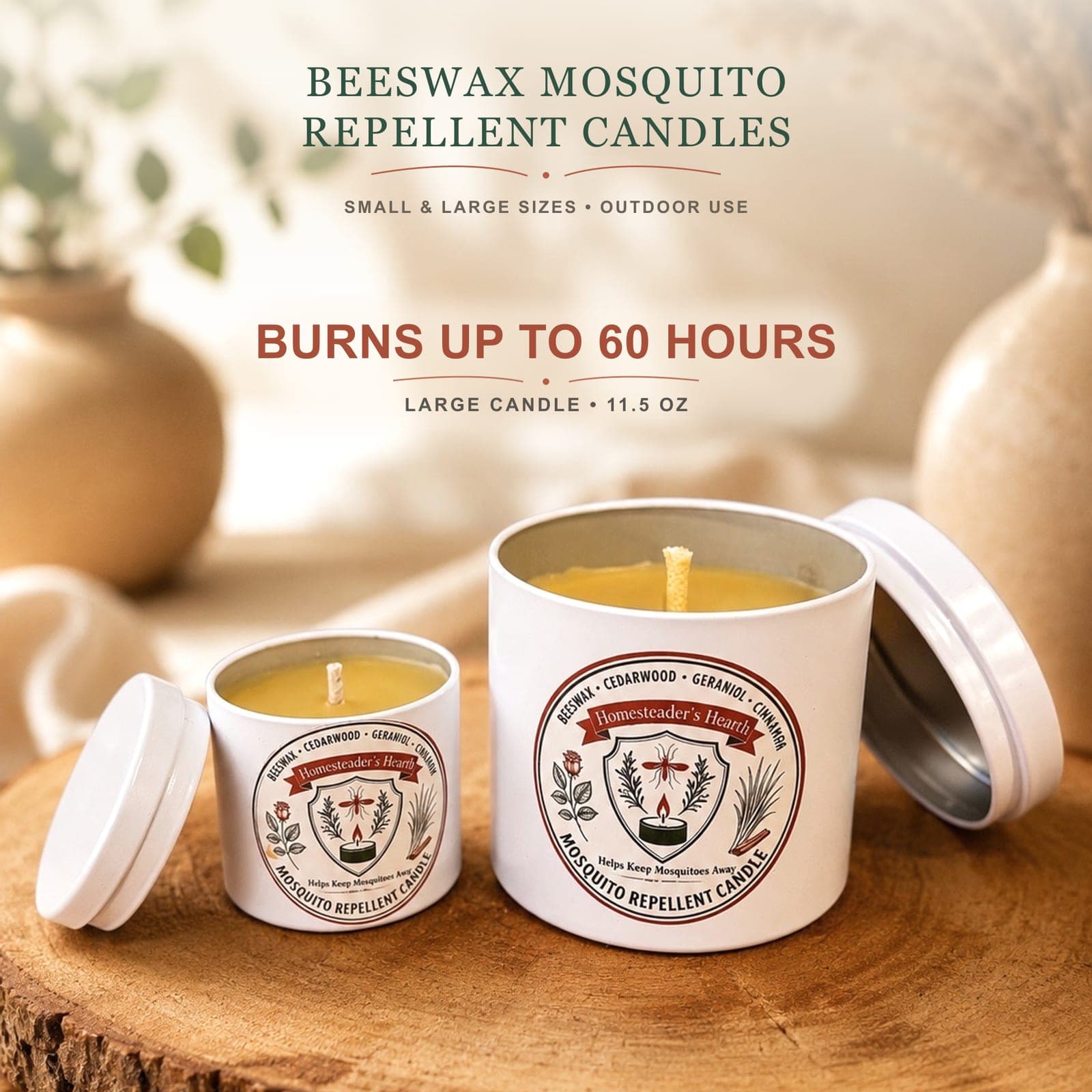 All-Natural Beeswax Mosquito Repellent Candle