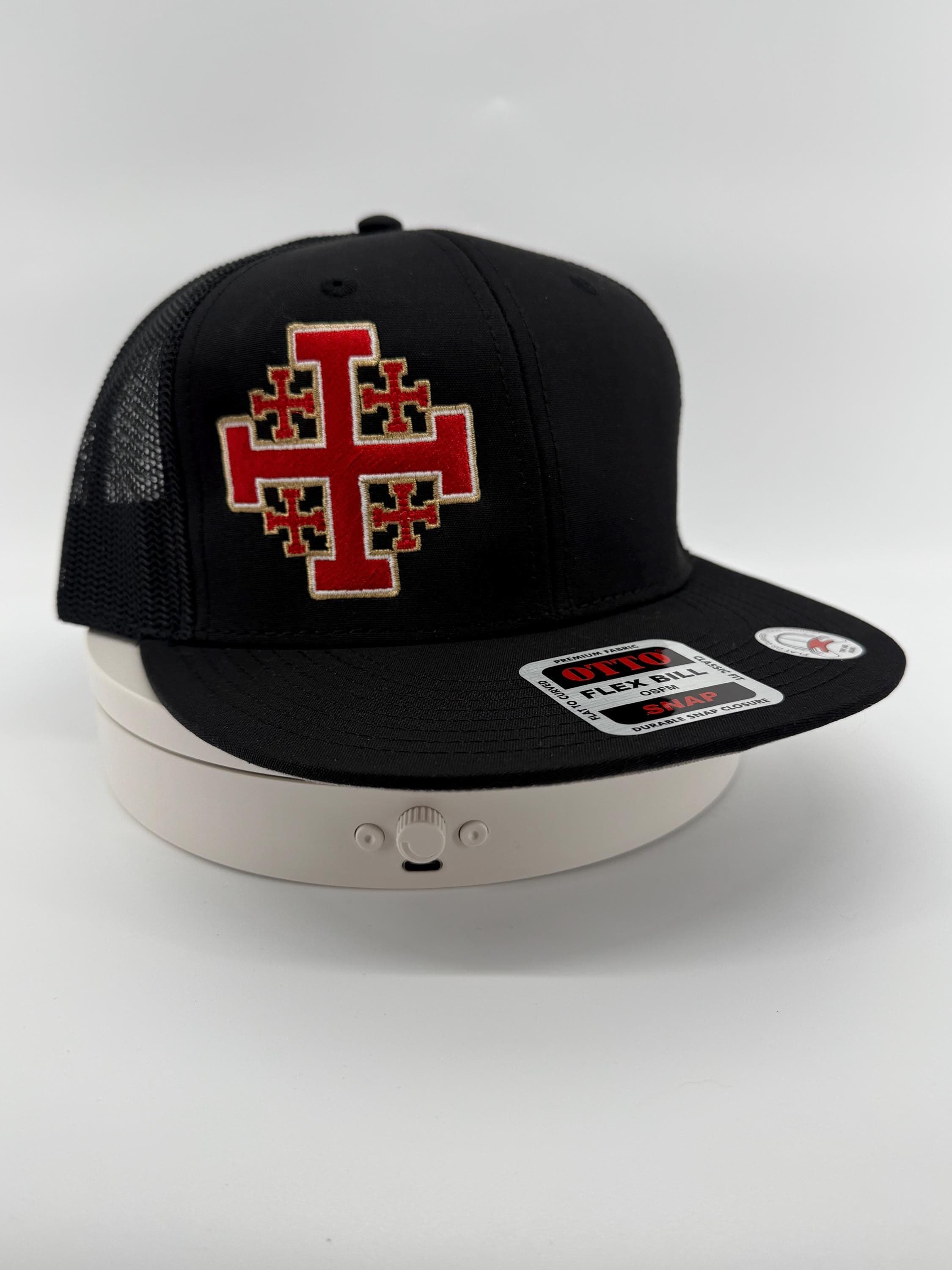 Jerusalem Cross Glow in the Dark Embroidered Trucker Hat Crusader's Cross Snapback
