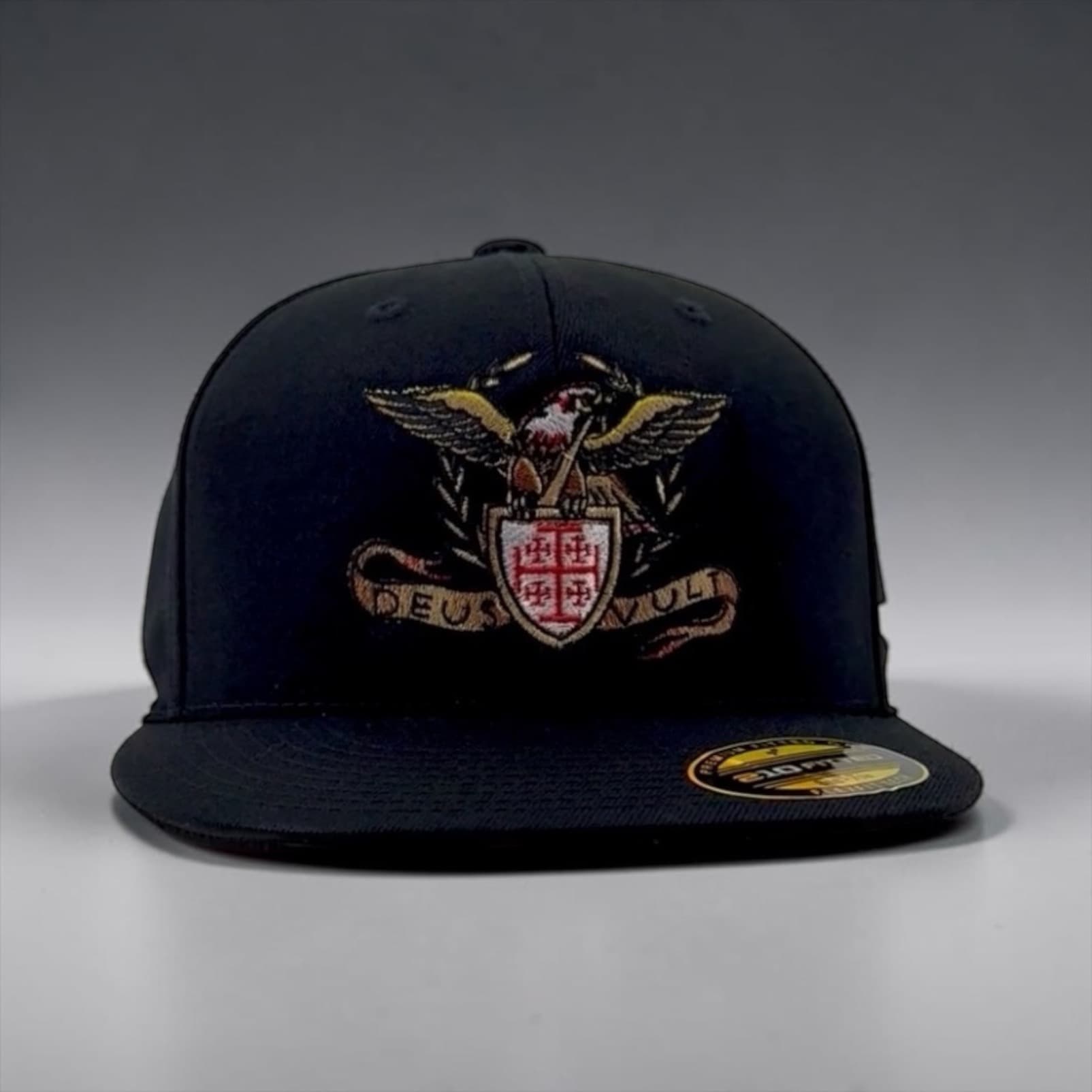 Deus Vult Roman Eagle Black Hat Yupoong 210 Flexfit Hat